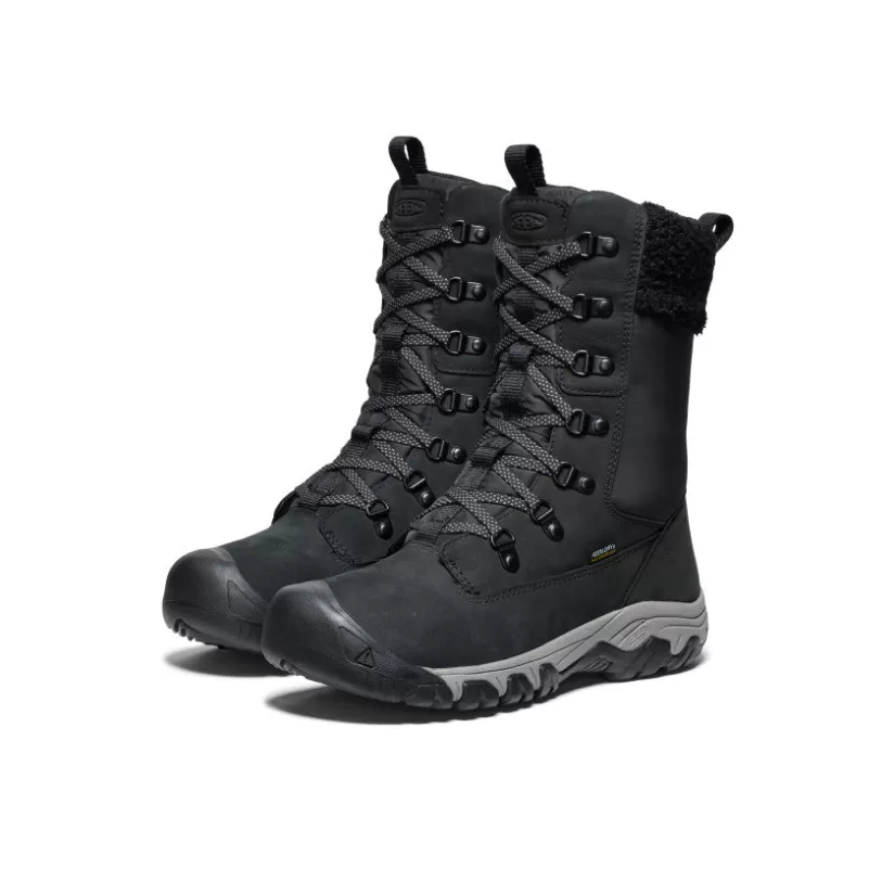 Cheap KEEN Greta Tall Waterproof Boot Pour Femme   |   Black/Black