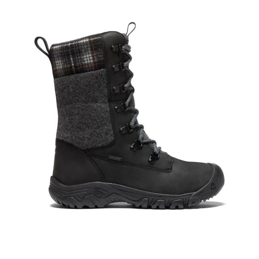 Best Sale KEEN Greta Tall Waterproof Boot Pour Femme   |  Black/Black Plaid Black/BlackPlaid