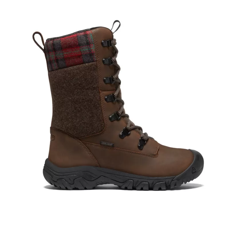 Best Sale KEEN Greta Tall Waterproof Boot Pour Femme   |  Brown/Red Plaid Brown/RedPlaid