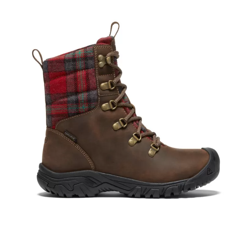 Hot KEEN Greta Waterproof Boot Pour Femme   |  Dark Brown/Red Plaid DarkBrown/RedPlaid