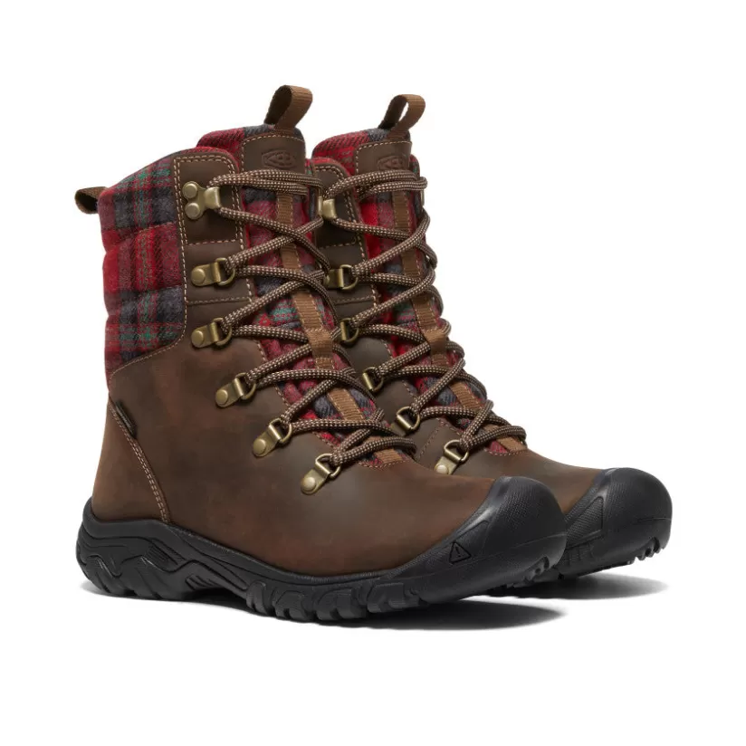 Hot KEEN Greta Waterproof Boot Pour Femme   |  Dark Brown/Red Plaid DarkBrown/RedPlaid