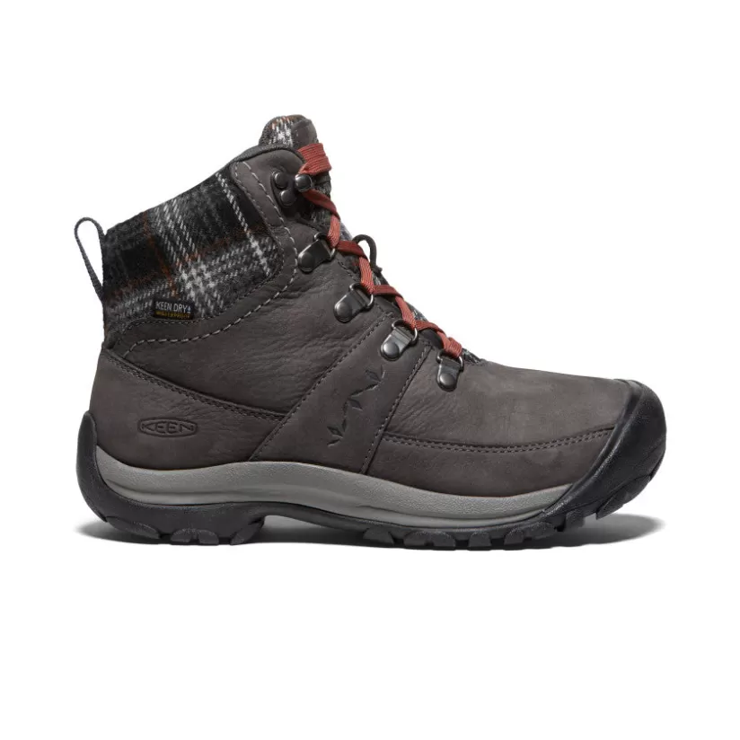 Shop KEEN Kaci III Winter Waterproof Boot Pour Femme   |  Magnet/Black Plaid Magnet/BlackPlaid