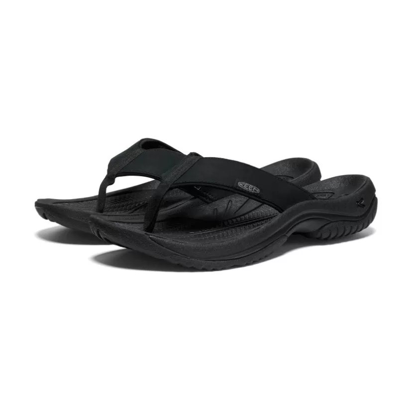 Cheap KEEN Kona Leather Flip-Flop Pour Homme   |  Black/Steel Grey Black/SteelGrey