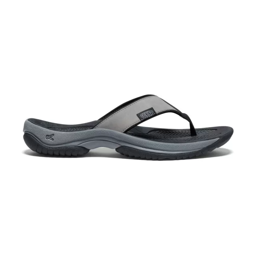 Clearance KEEN Kona Leather Flip-Flop Pour Homme   |  Steel Grey/Black SteelGrey/Black