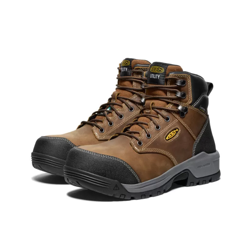 Discount KEEN Men's CSA Evanston 6" Waterproof Boot (Carbon-Fiber Toe) | Bison/Black
