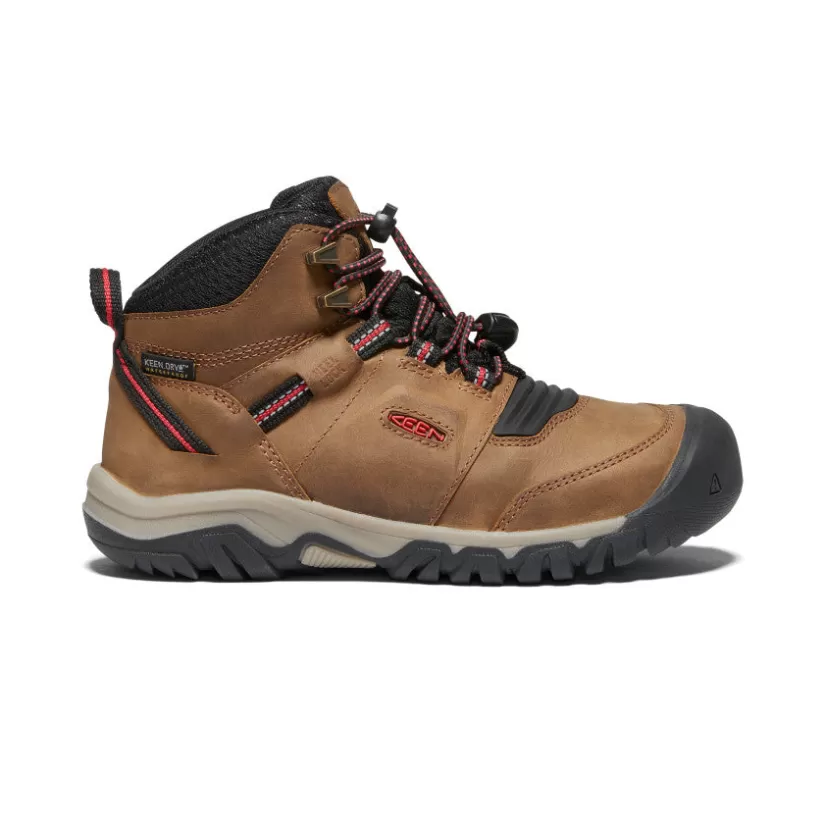 Cheap KEEN Ridge Flex Waterproof Boot Pour Jeunes   |  Bison/Red Carpet Bison/RedCarpet