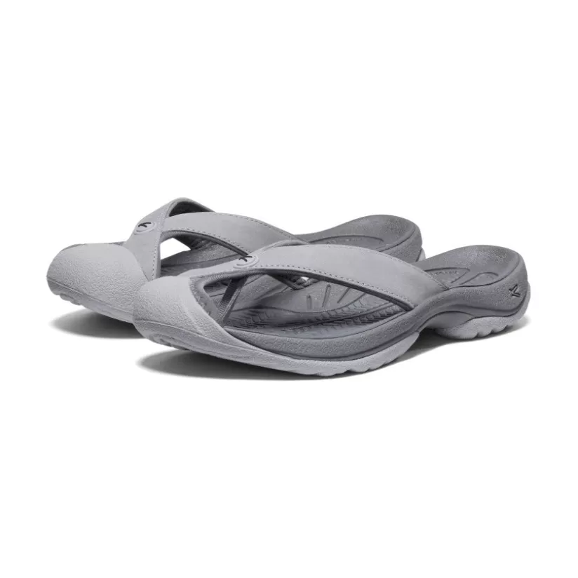 New KEEN Waimea Leather Flip-Flop Pour Femme   |   Alloy/Black
