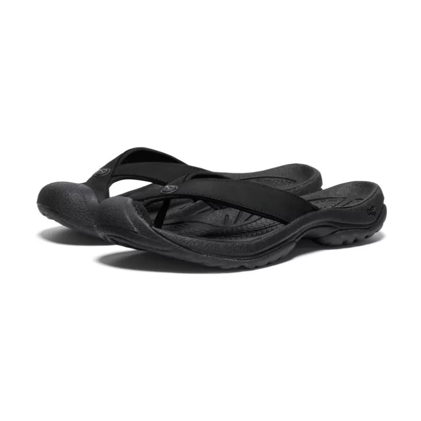Sale KEEN Waimea Leather Flip-Flop Pour Femme   |   Black/Black