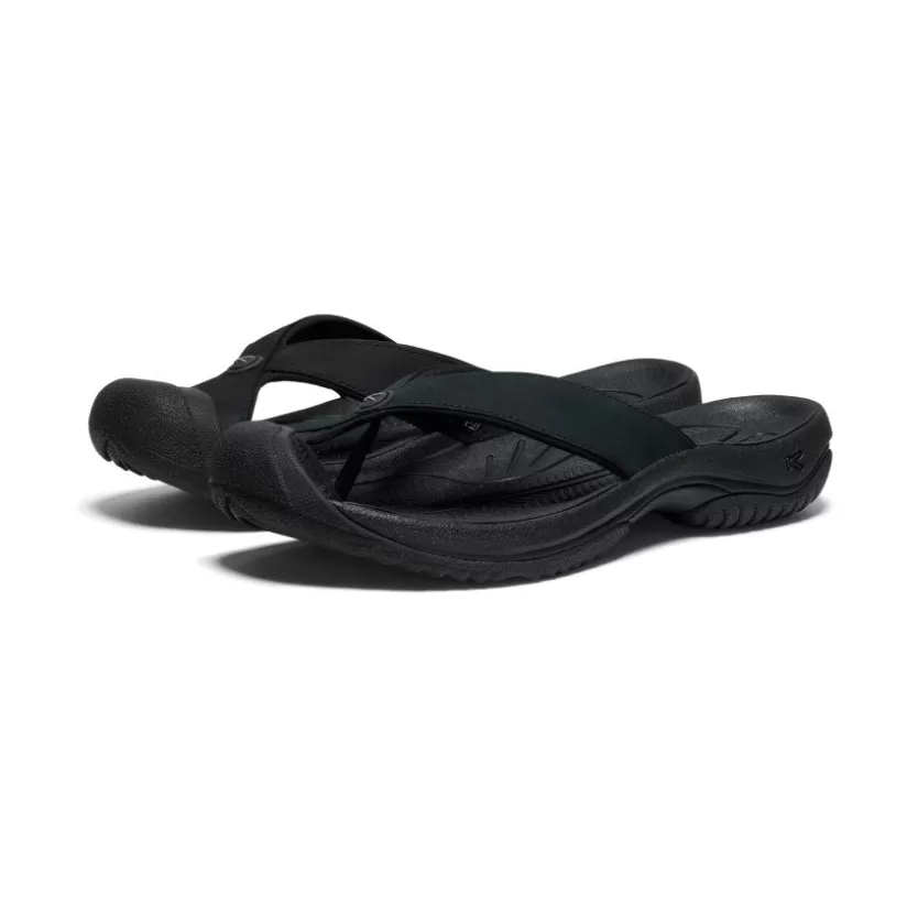 Clearance KEEN Waimea Leather Flip-Flop Pour Homme   |   Black/Black