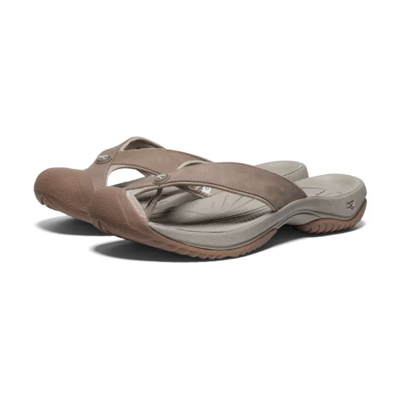 Fashion KEEN Waimea Leather Flip-Flop Pour Homme   |   Brindle/Birch