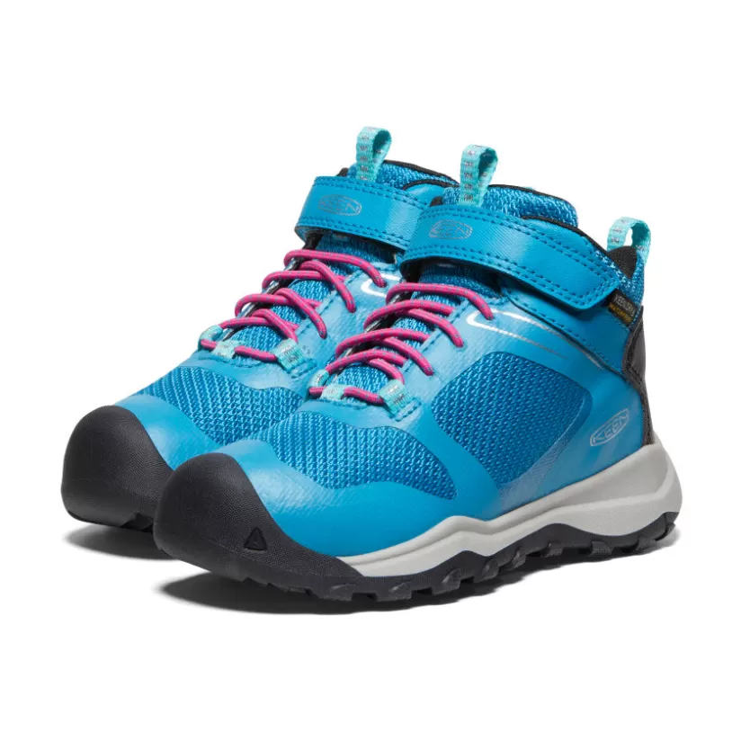 Shop KEEN Wanduro Waterproof Boot Pour Enfants   |  Fjord Blue/Fuchsia Purple FjordBlue/FuchsiaPurple