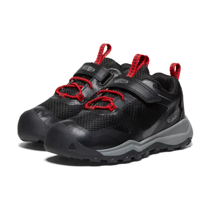 Outlet KEEN Wanduro Waterproof Shoe Pour Enfants   |  Black/Ribbon Red Black/RibbonRed