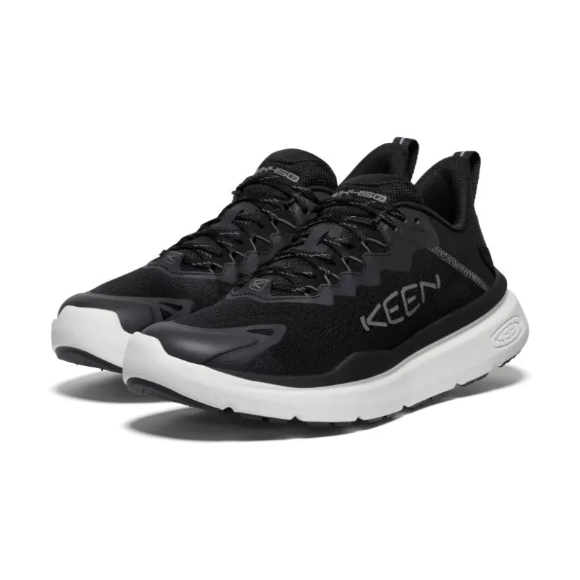 Discount KEEN WK450 Walking Shoe Pour Homme   |  Black/Star White Black/StarWhite