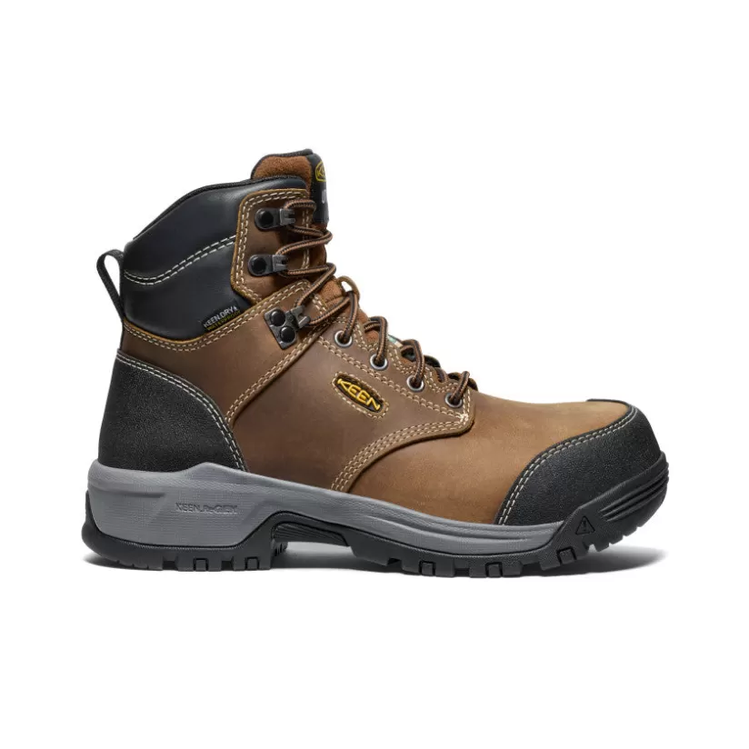 Clearance KEEN Women's CSA Evanston 6" Waterproof Boot (Carbon-Fiber Toe)   |   Bison/Black